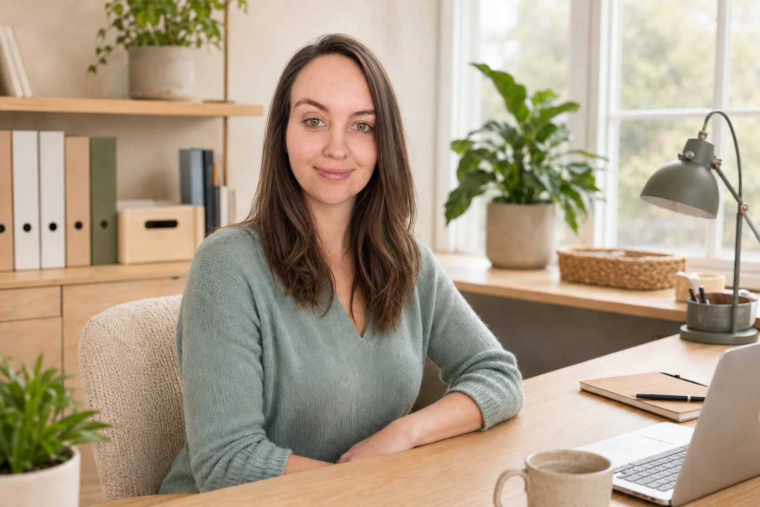 Marelize, bookkeeper at Clarity Accounting and Bookkeeping, at her desk in Warkworth